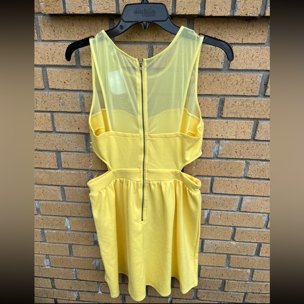 Yellow Cut out Dress with Sheer Detail